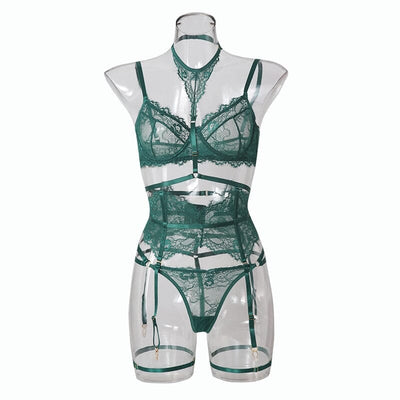 Sexy Lingerie 3-Pieces Lace Suit Sexy Garter Belt Set Accessories BlissGown 