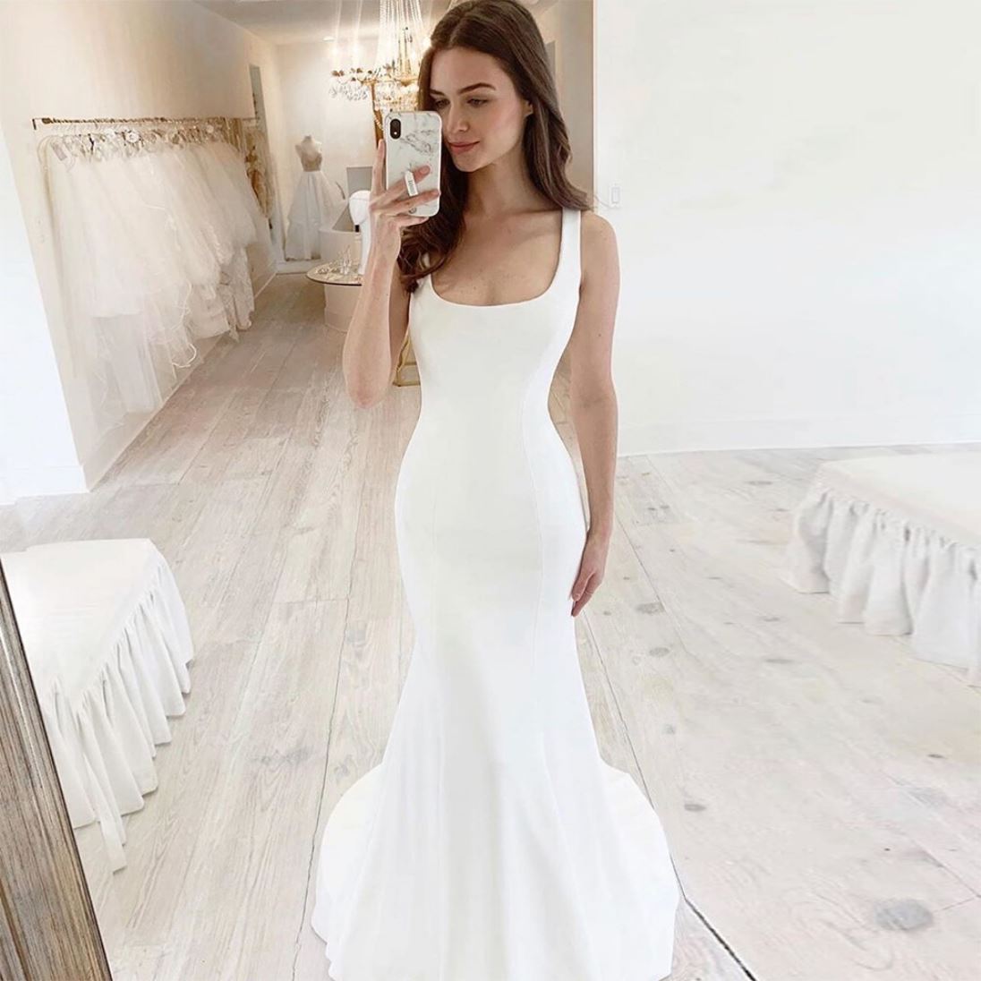 Soft Stain Long Train Backless Mermaid Wedding Dress – BlissGown