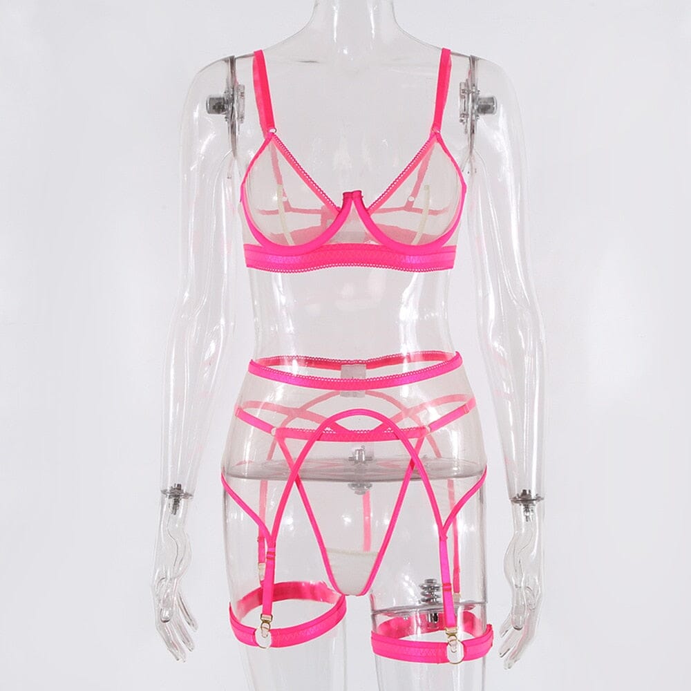 Transparent Bra Panty Set 4-Pieces Seamless Lingerie